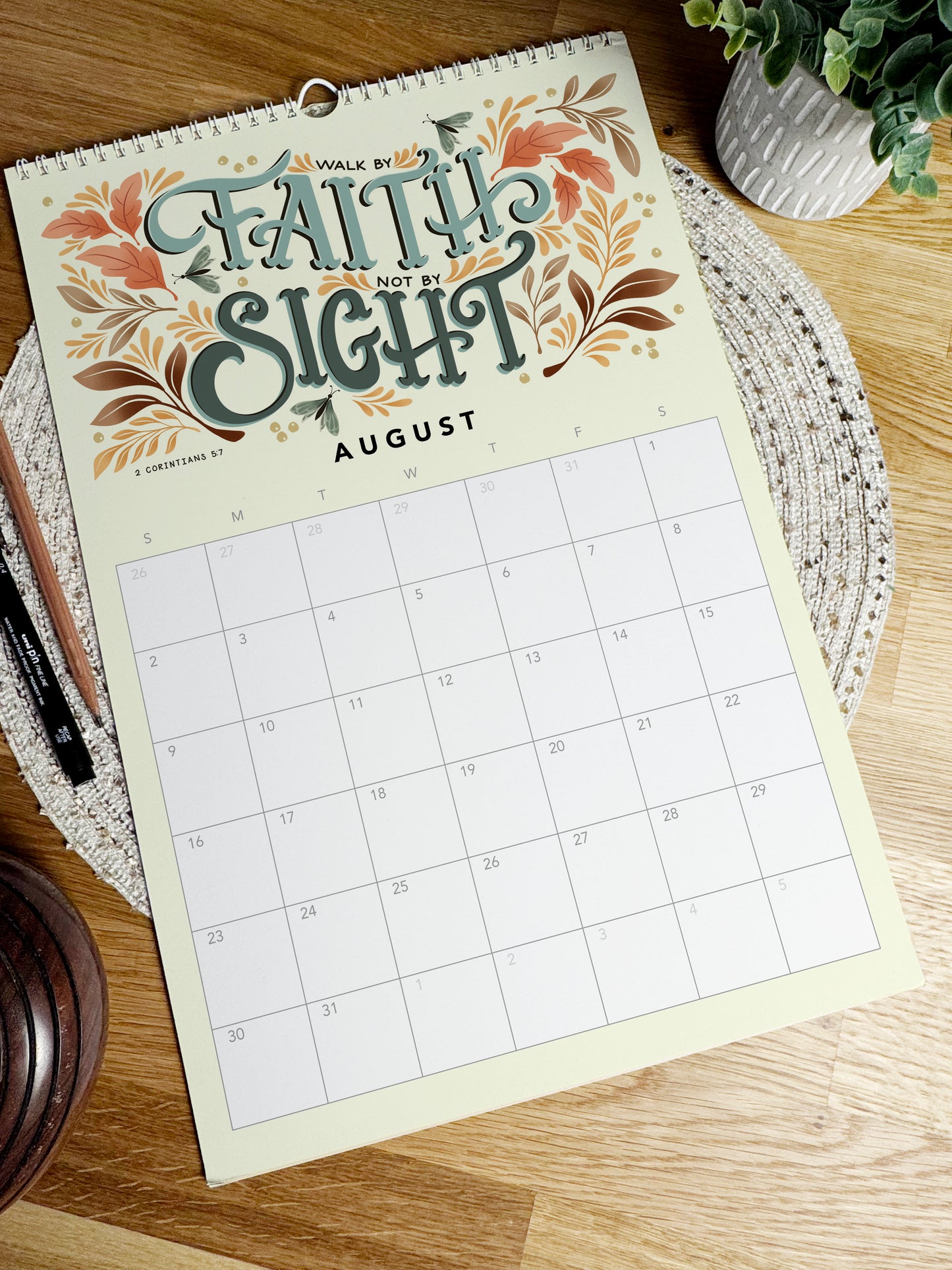 2026 Scripture Calendar: Hand-Illustrated Floral Art | Biblical Inspiration | January - December 2026 | 11x16.5