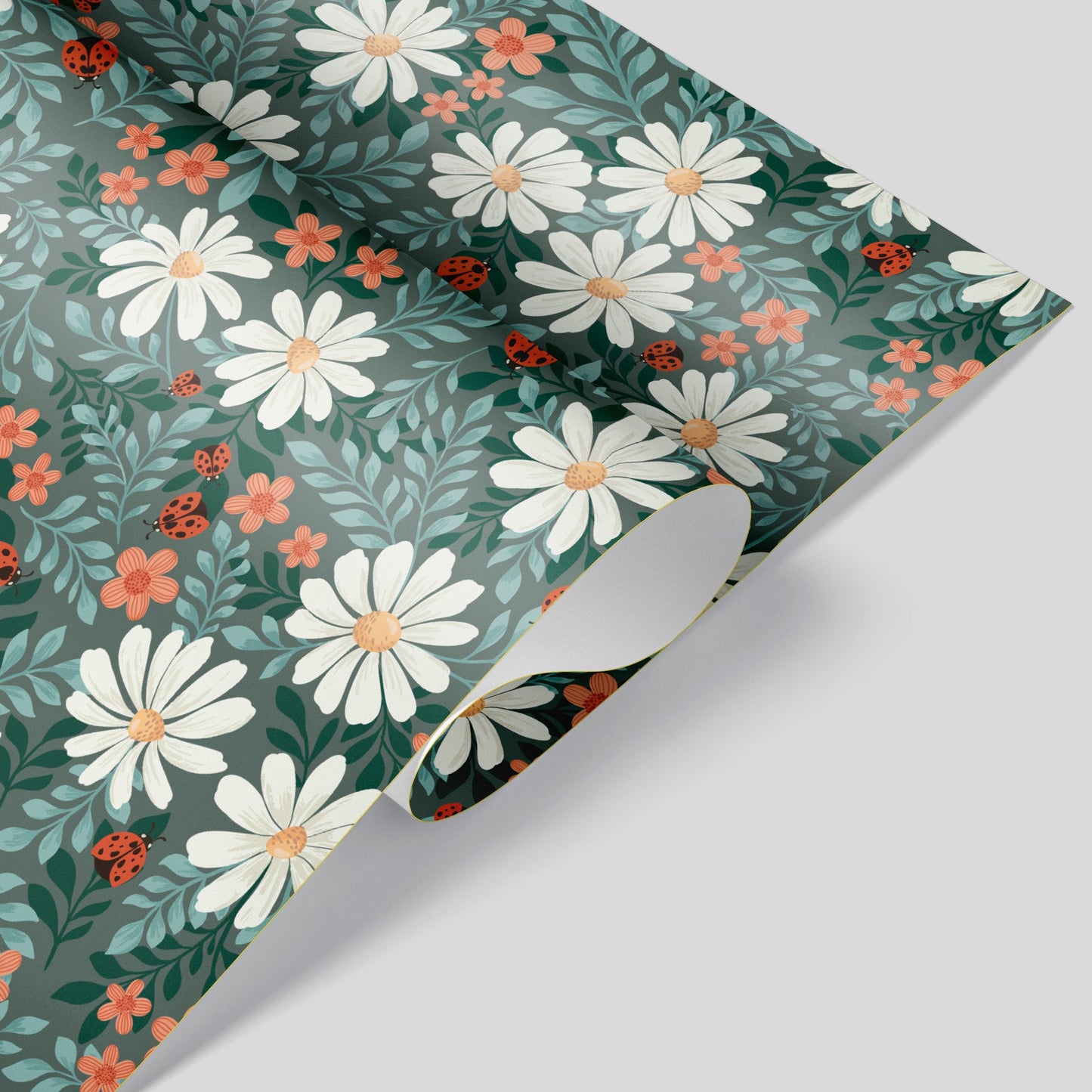 Wrapping Paper - Ladybug Lane in Dark Green