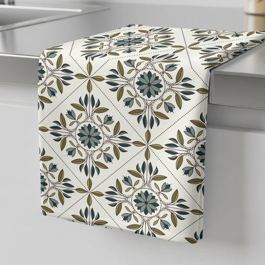 Tea Garden Trellis in Blue - Tea Towel