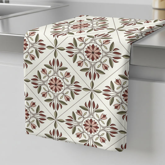 Tea Garden Trellis - Red - Tea Towel