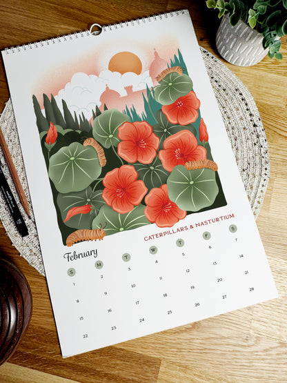 2026 Wall Calendar | Botanicals & Beasts | Artist Illustrated | January-December