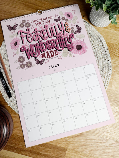 2026 Scripture Calendar: Hand-Illustrated Floral Art | Biblical Inspiration | January - December 2026 | 11x16.5