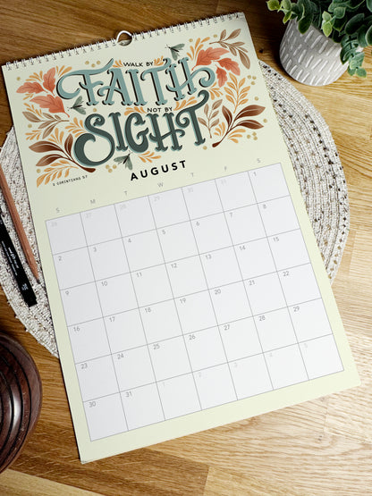 2026 Scripture Calendar: Hand-Illustrated Floral Art | Biblical Inspiration | January - December 2026 | 11x16.5