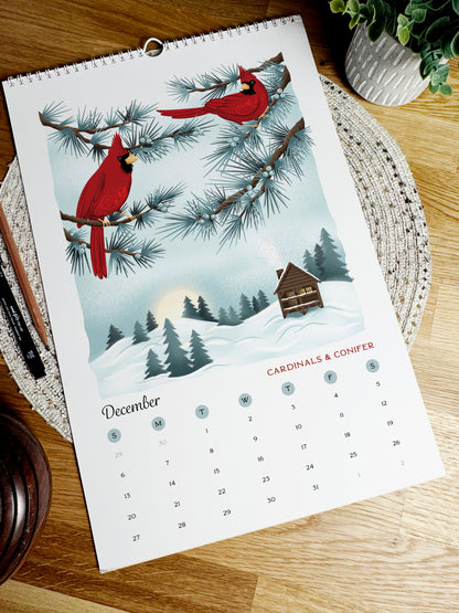 2026 Wall Calendar | Botanicals & Beasts | Artist Illustrated | January-December