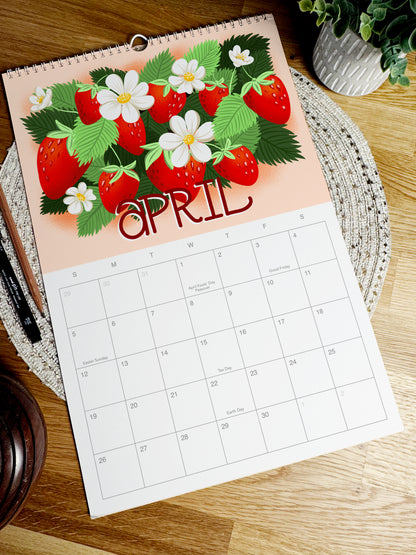 2026 Botanical Calendar: Hand-Illustrated Fruit and Floral Art