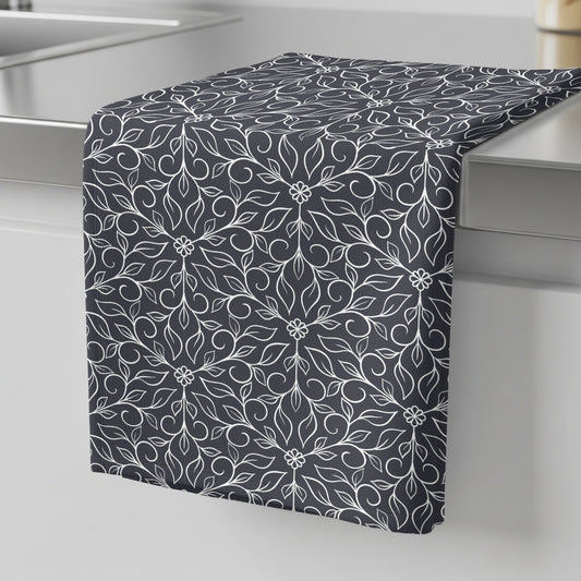 Hexagon Vines Dark Blue - Tea Towel