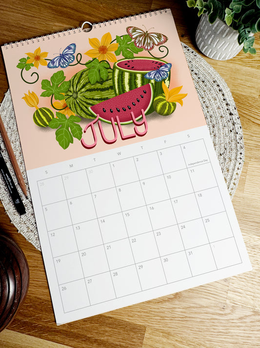 2026 Botanical Calendar: Hand-Illustrated Fruit and Floral Art