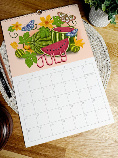 2026 Botanical Calendar: Hand-Illustrated Fruit and Floral Art