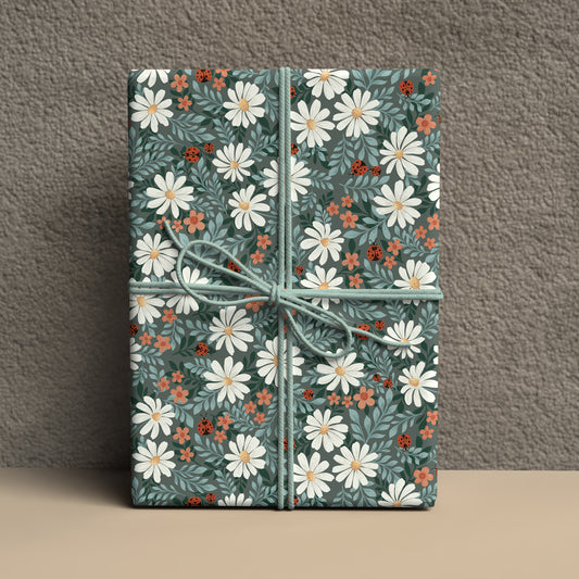 Ladybug Lane in Dark Green Wrapping Paper