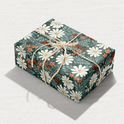 Wrapping Paper - Ladybug Lane in Dark Green