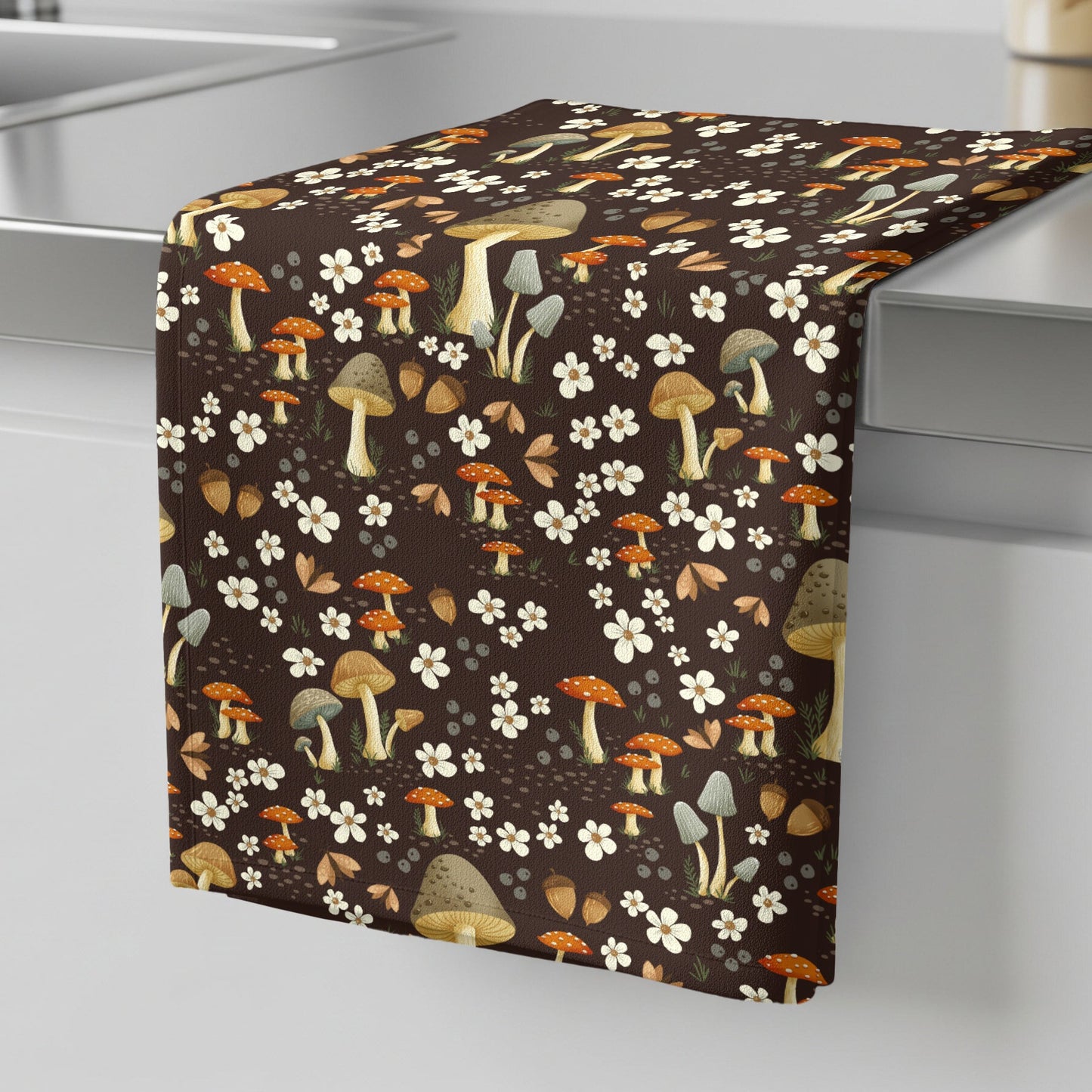 Mushroom Medley - Brown - Tea towel