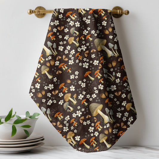 Mushroom Medley - Brown - Tea towel