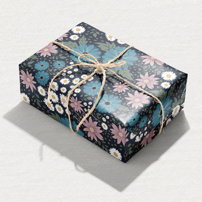 Wrapping Paper - Summer Wildflowers in Blue