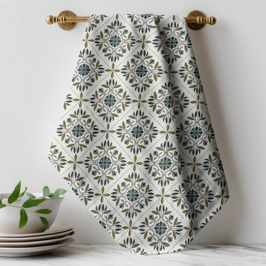 Tea Garden Trellis in Blue - Tea Towel