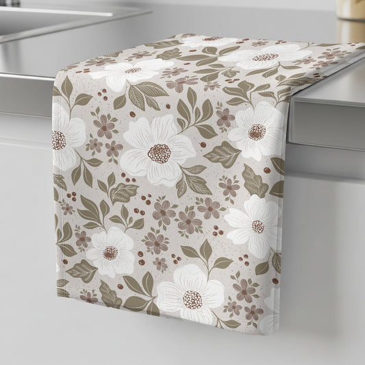 White Linen Garden - Tea Towel