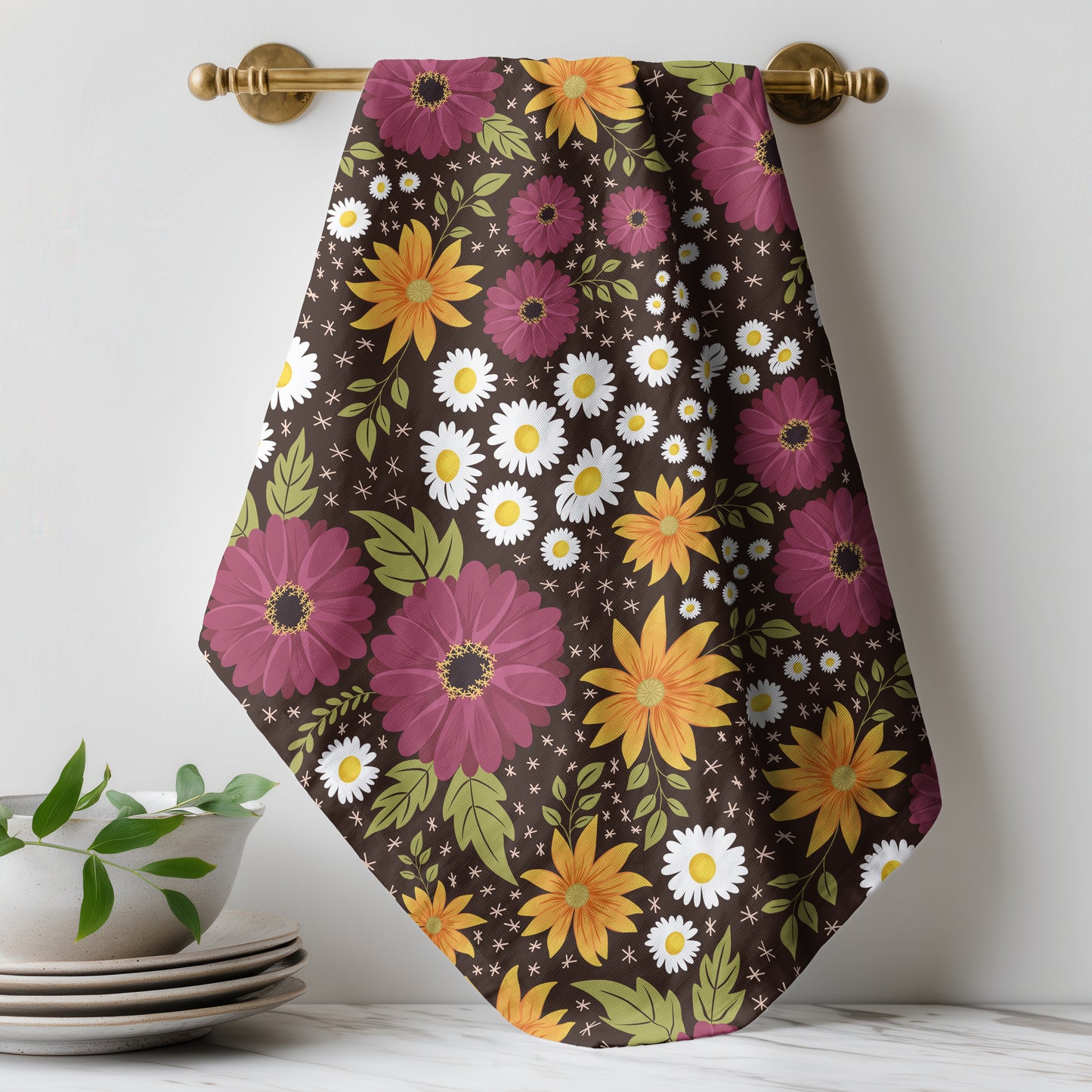 Pink Summer Wildflowers - Tea Towel