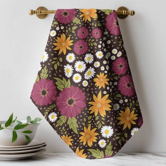 Pink Summer Wildflowers - Tea Towel